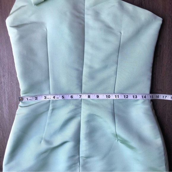 Alexia María Blair Bow Silk Mini Dress Mint Size 10 One Shoulder Formal Special - Picture 12 of 14